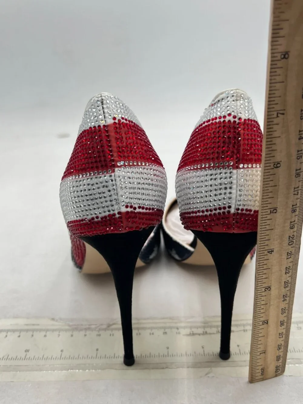 Maiyang National Flag Studded Rhinestones Pointed Toe D'Orsay Pumps Slip on Shoe